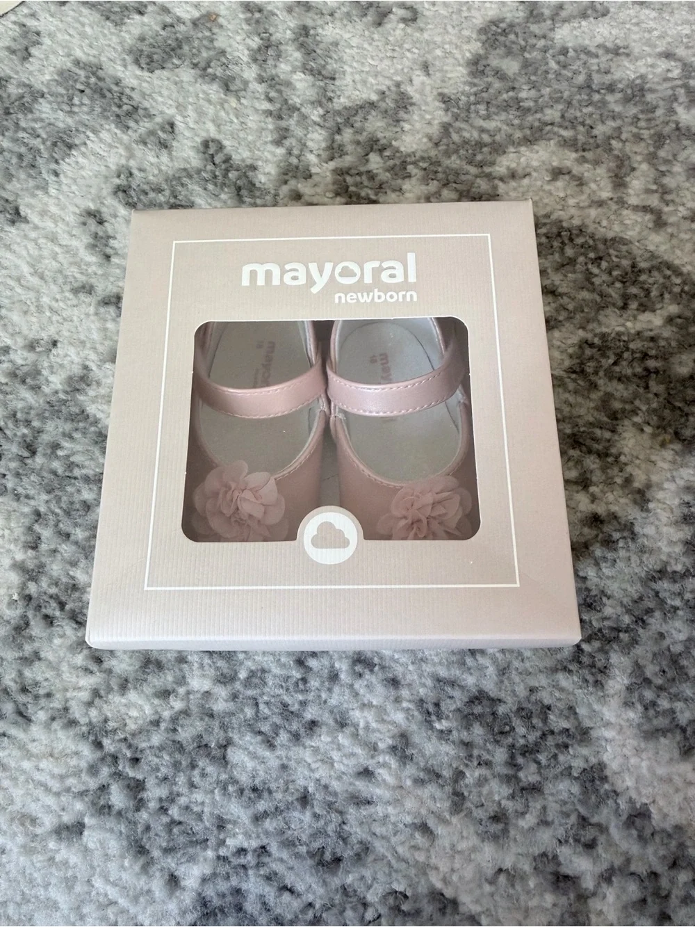 Mayoral Pink Mary Jane Baby Shoes with Floral Accent